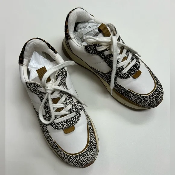 Madewell White Sneakers with Black Speckle and Brown Accents - Picture 1 of 11